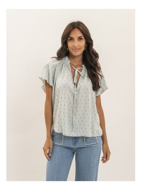 Blouse manches courtes motifs lurex FIKOL - Kiabi