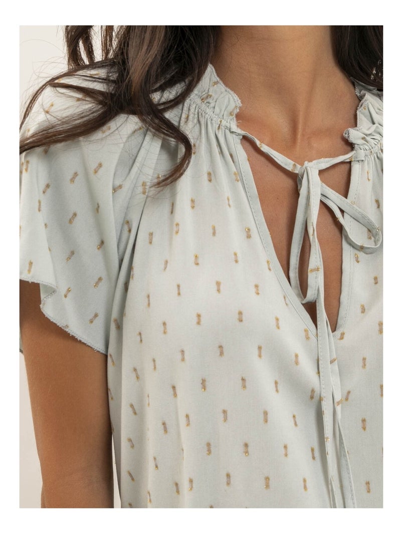 Blouse manches courtes motifs lurex FIKOL Gris clair - Kiabi