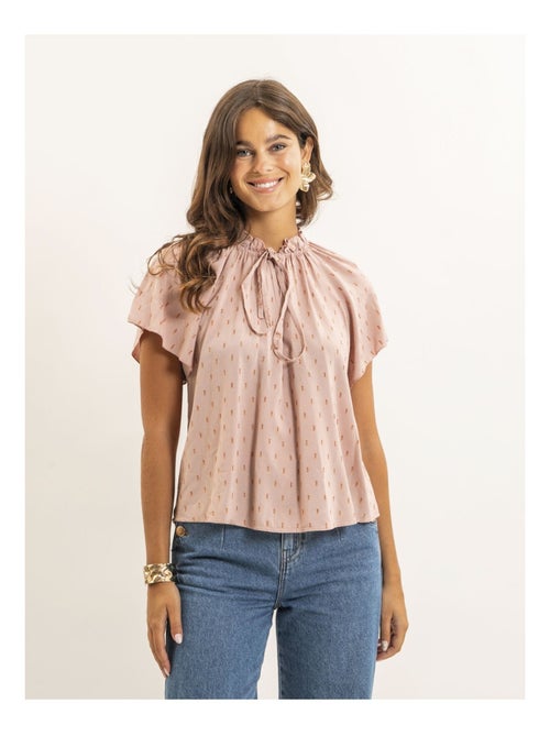 Blouse manches courtes motifs lurex FIKOL - Kiabi