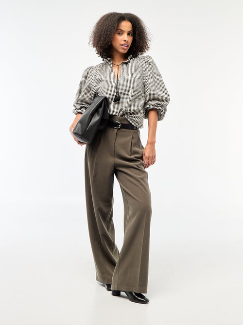 Blouse manches longues à carreaux - Kiabi