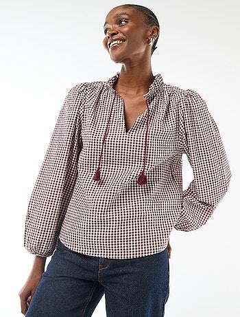 Blouse manches longues à carreaux