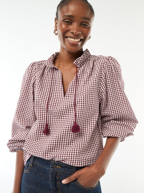 Blouse manches longues à carreaux - Kiabi Blouse manches longues à carreaux - Kiabi