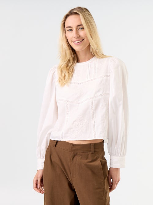 Blouse manches longues avec broderies - Kiabi Blouse manches longues avec broderies - Kiabi