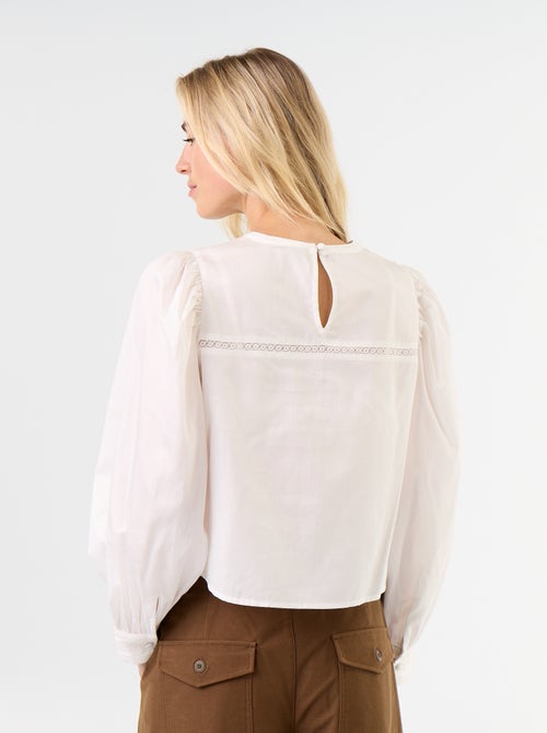 Blouse manches longues avec broderies - Kiabi Blouse manches longues avec broderies - Kiabi