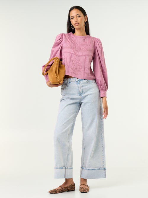 Blouse manches longues avec broderies - Kiabi Blouse manches longues avec broderies - Kiabi