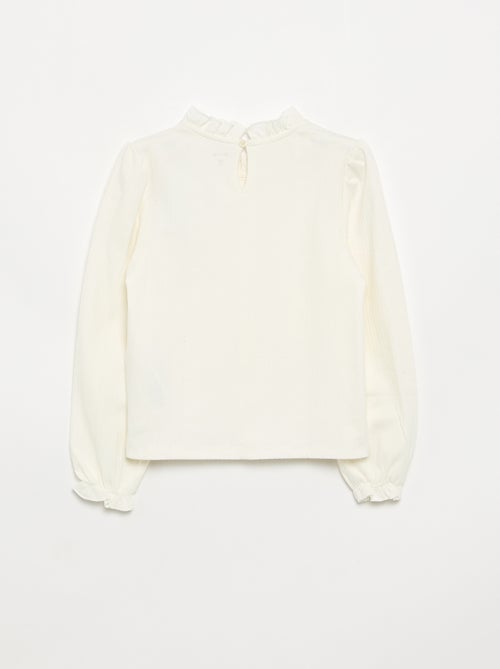 Blouse manches longues avec col volanté - Kiabi