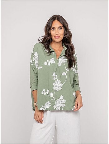 Blouse manches longues broderie OPEYA