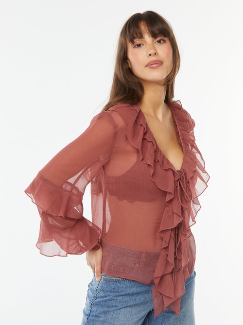 Blouse manches longues volantée - Kiabi