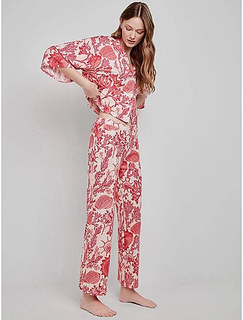 Blouse met 3/4 mouwen koraalprint