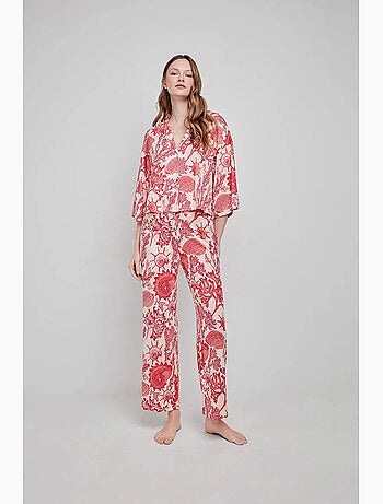 Blouse met 3/4 mouwen koraalprint