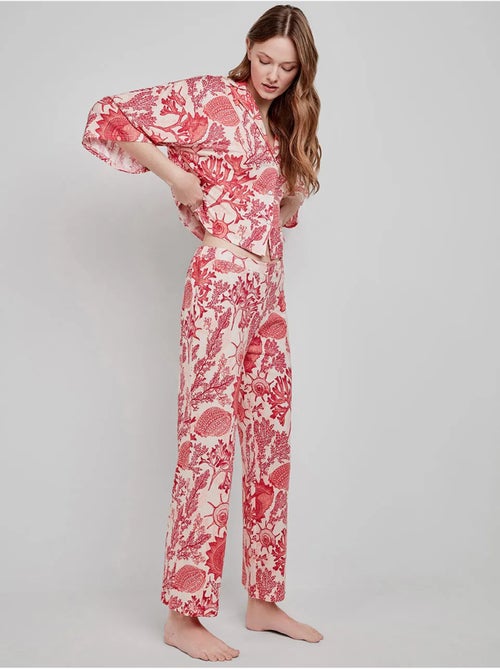 Blouse met 3/4 mouwen koraalprint - Kiabi