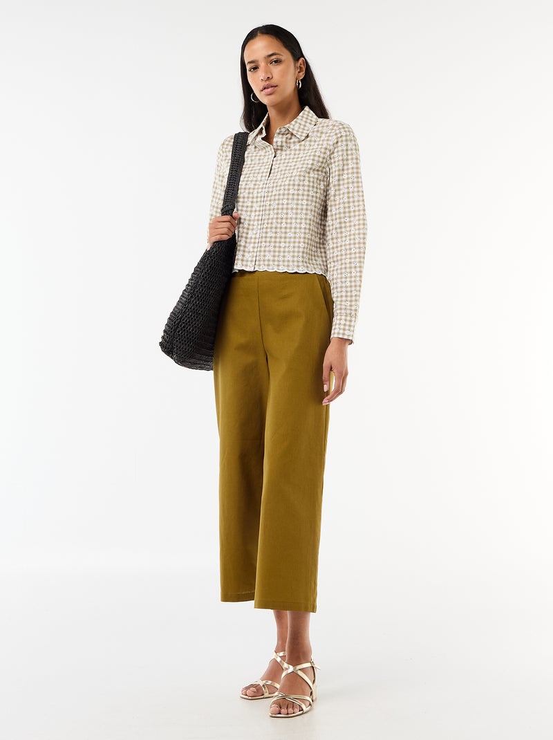 Blouse met all-over borduursels Groen - Kiabi