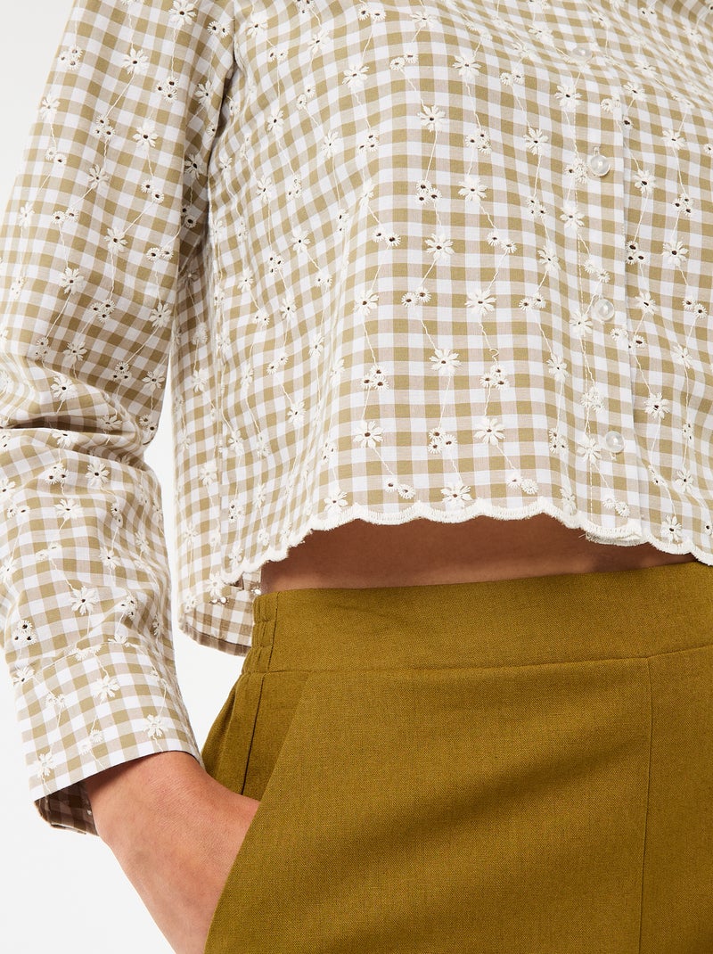 Blouse met all-over borduursels Groen - Kiabi