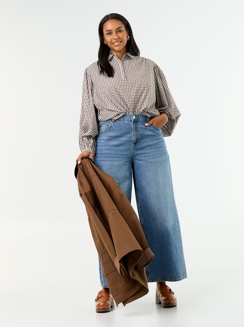 Blouse met ballonmouwen Kaki - Kiabi