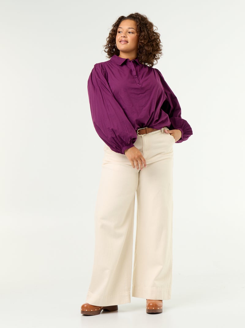 Blouse met ballonmouwen Paars - Kiabi