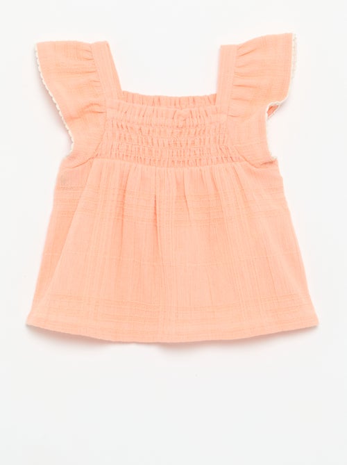 Blouse met bandjes van dobby - Kiabi