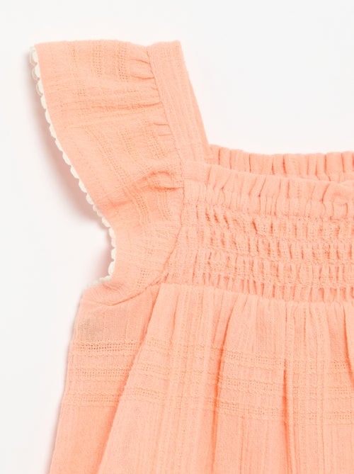 Blouse met bandjes van dobby - Kiabi