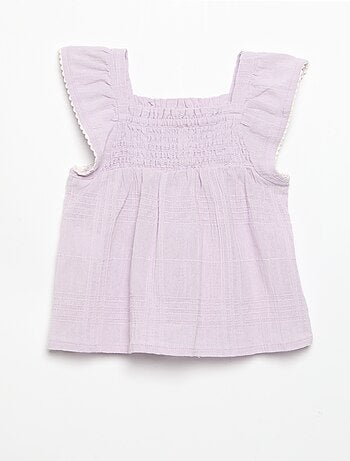 Blouse met bandjes van dobby