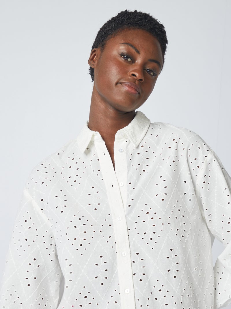 Blouse met broderie anglaise BIEGE - Kiabi