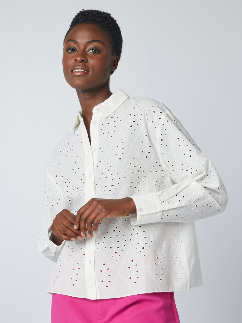 Blouse met broderie anglaise BIEGE - Kiabi