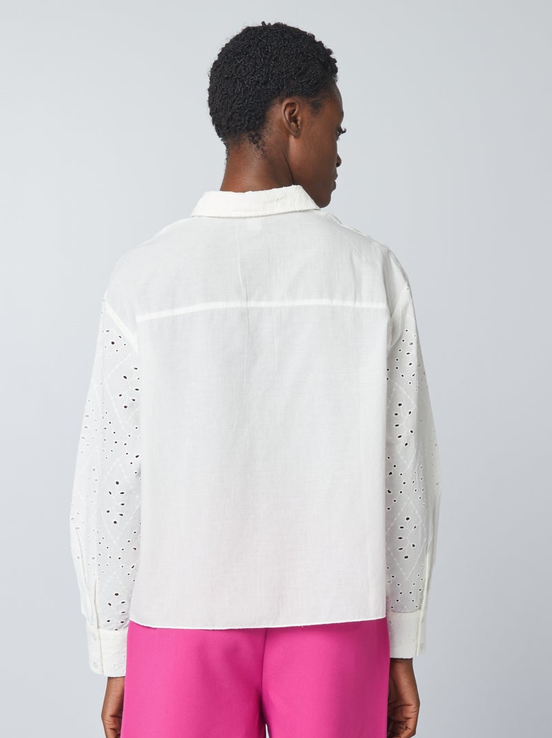 Blouse met broderie anglaise BIEGE - Kiabi