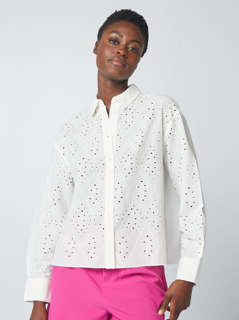 Blouse met broderie anglaise BIEGE - Kiabi