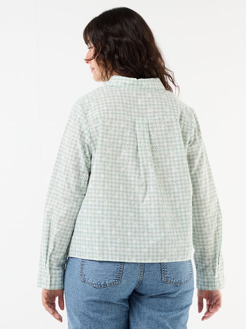 Blouse met broderie anglaise en golvende details - Kiabi