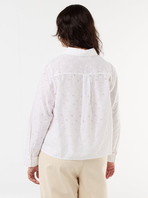 Blouse met broderie anglaise en golvende details - Kiabi