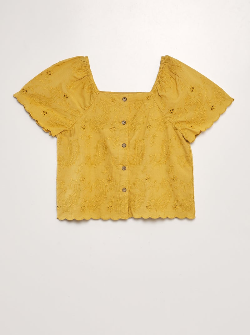 Blouse met broderie anglaise GEEL - Kiabi