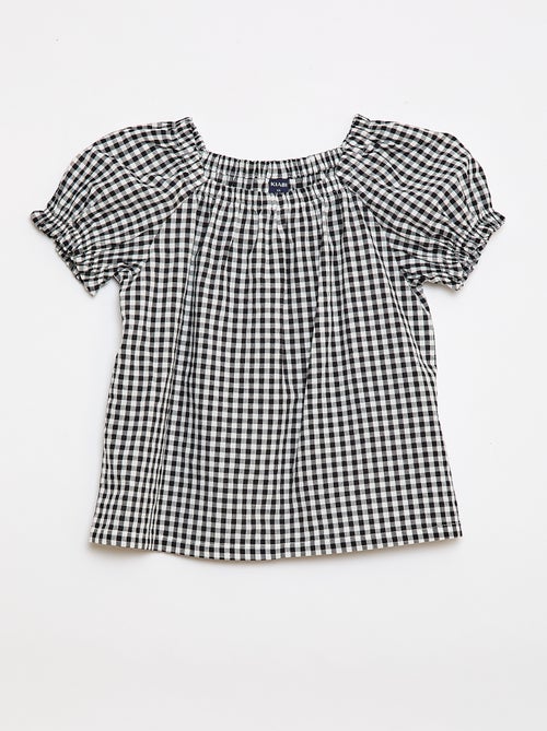 Blouse met elastische halslijn en mouwboorden - Makkelijk aan te trekken collectie - Kiabi