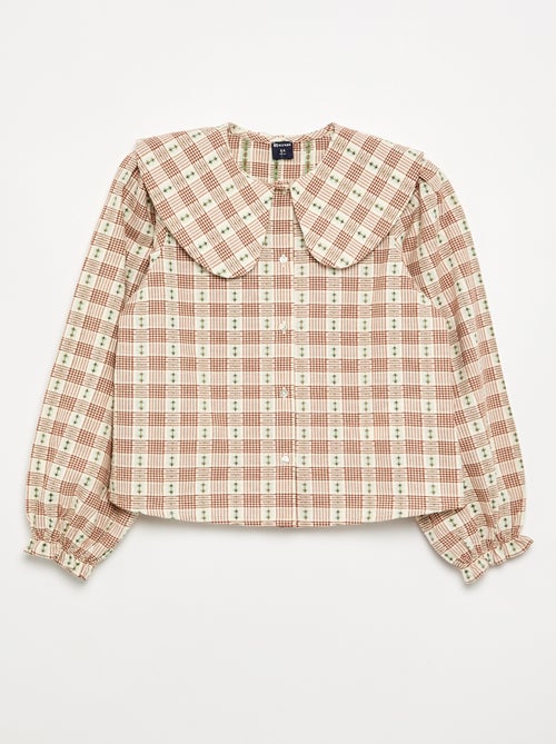 Blouse met fantasie ruitpatroon - Kiabi