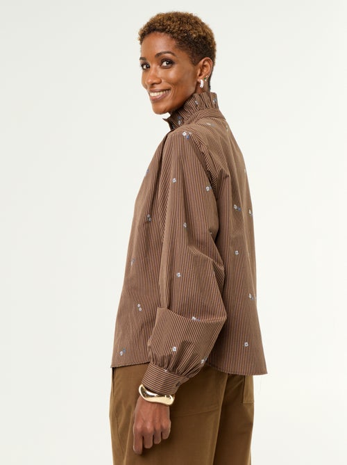 Blouse met fantasiekraag en all-over borduursels - Kiabi