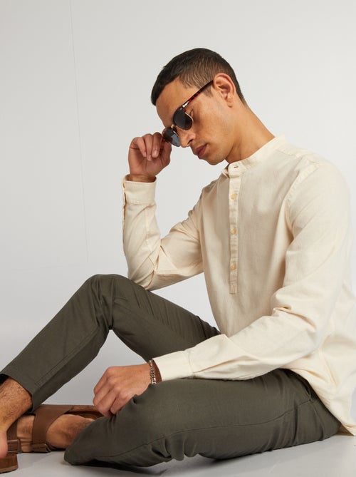 Blouse met henleykraag - undyed - Kiabi