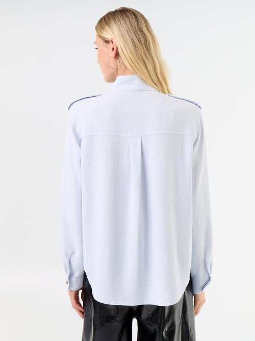 Blouse met hoge kraag en schouderstukken - Kiabi