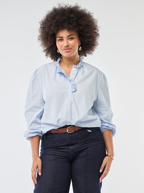 Blouse met hoge ruchekraag - Kiabi