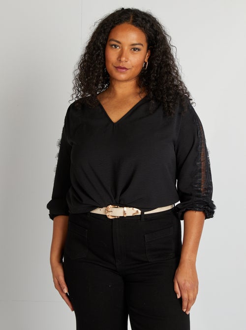 Blouse met kant aan de mouwen - Kiabi