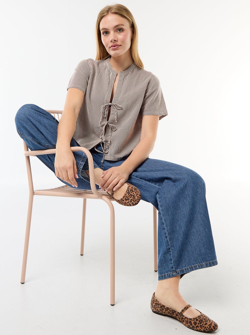 Blouse met knoopdetails Bruin - Kiabi