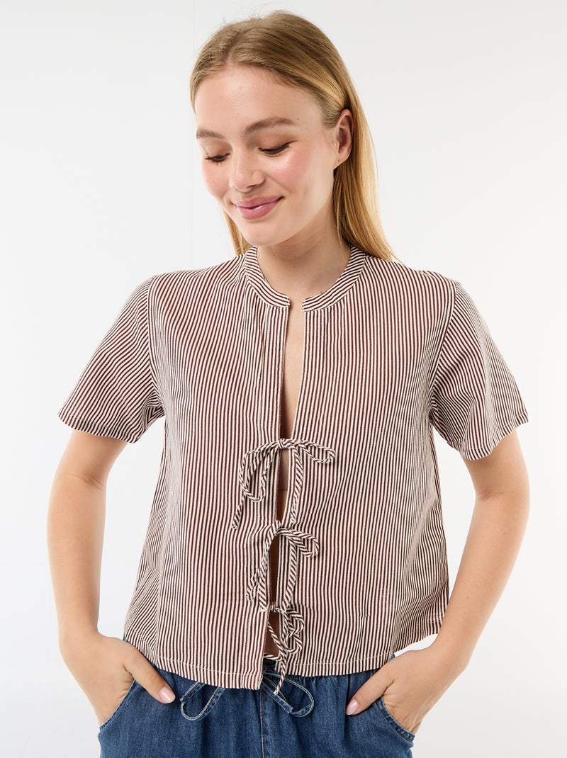 Blouse met knoopdetails Bruin - Kiabi