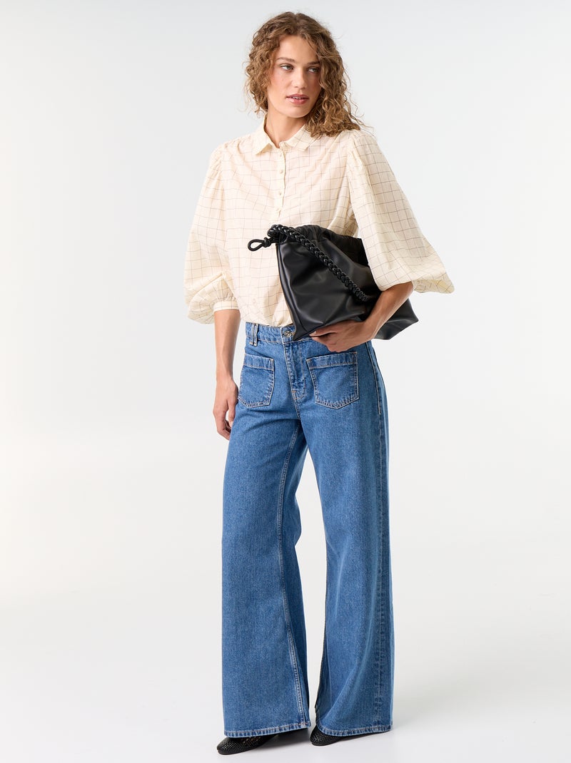 Blouse met knoopkraag Wit - Kiabi