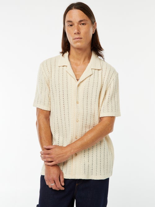 Blouse met korte mouw en ajourmotiefje - Kiabi