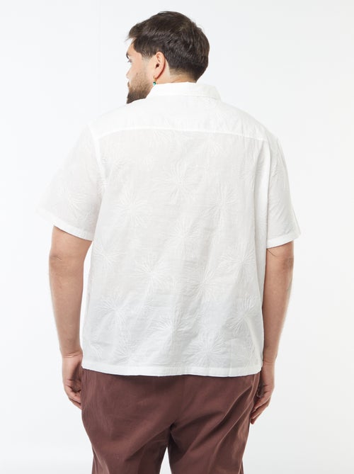 Blouse met korte mouw en geborduurd bloemetjesmotief - Kiabi