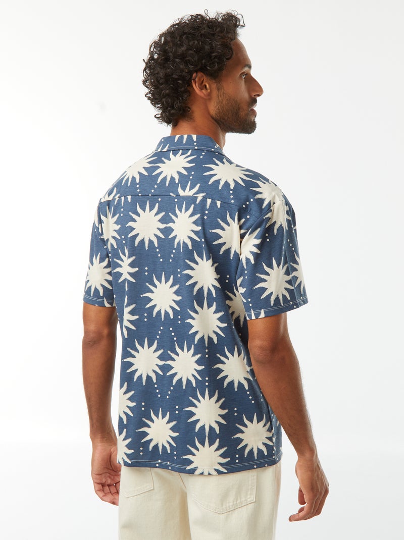 Blouse met korte mouw en motiefje BLAUW - Kiabi