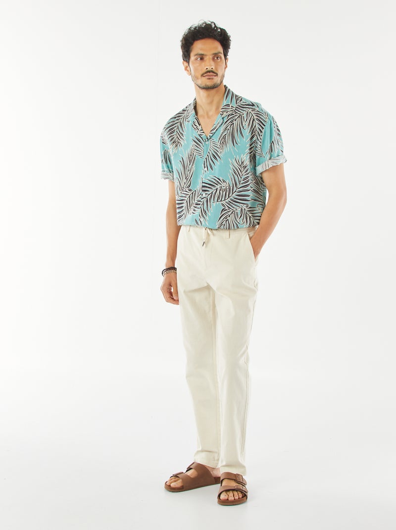 Blouse met korte mouw en motiefje Blauw - Kiabi