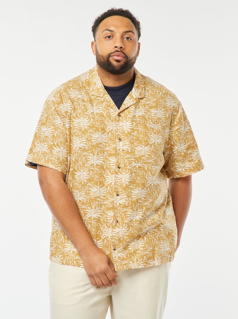 Blouse met korte mouw en motiefje Geel - Kiabi