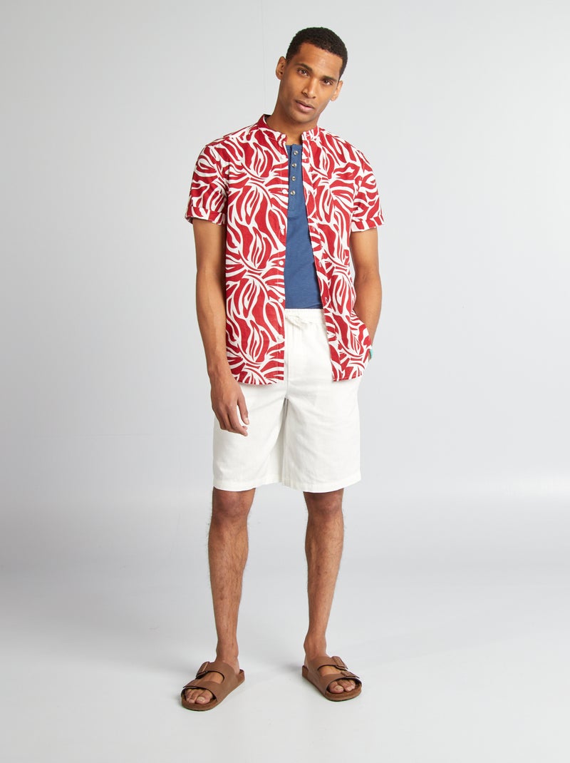 Blouse met korte mouw en motiefje ROOD - Kiabi