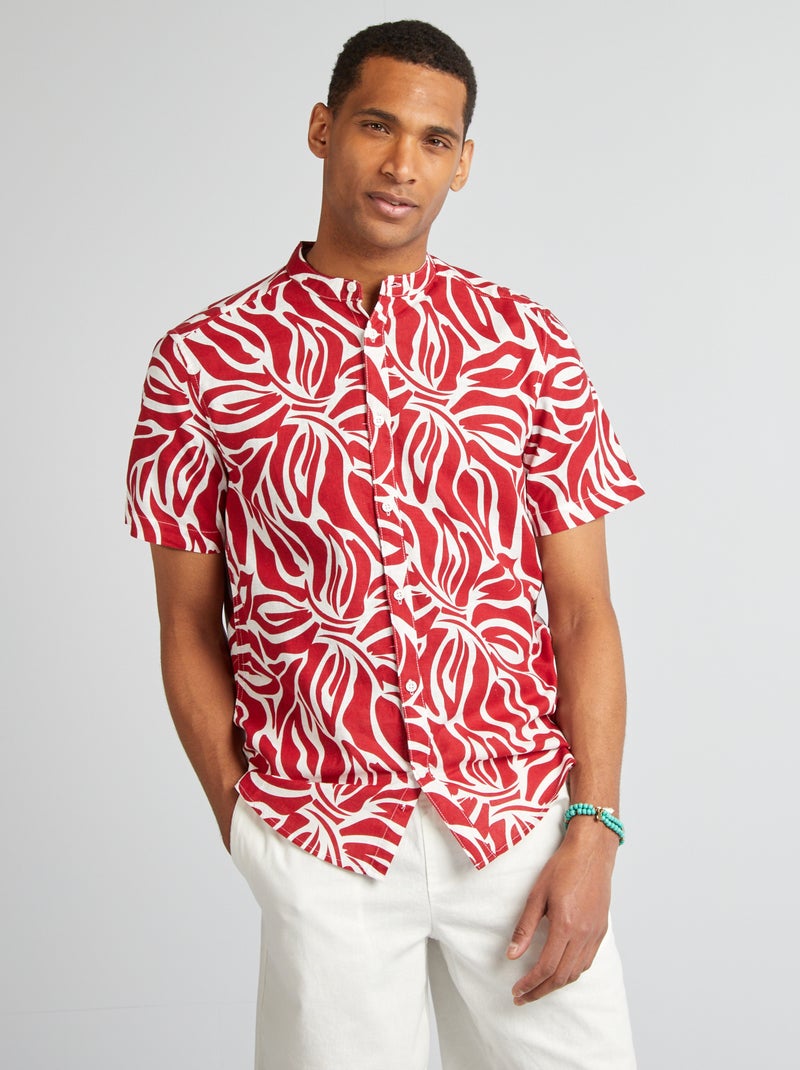 Blouse met korte mouw en motiefje ROOD - Kiabi