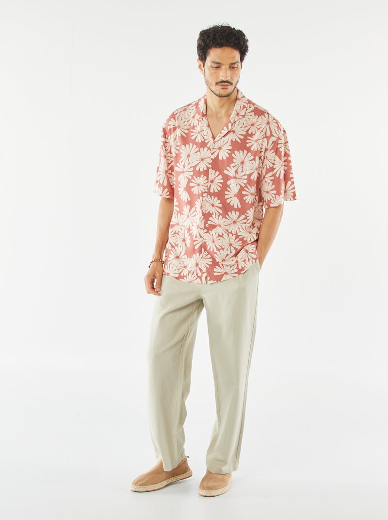 Blouse met korte mouw en motiefje Rood - Kiabi