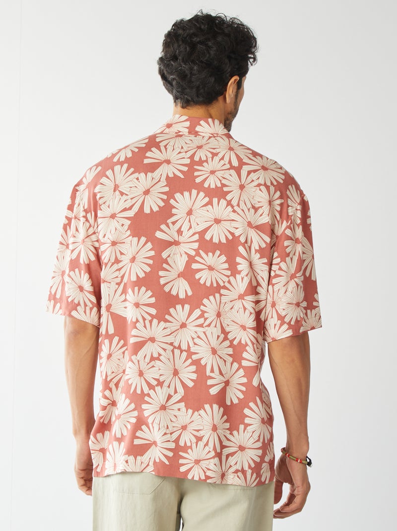 Blouse met korte mouw en motiefje Rood - Kiabi