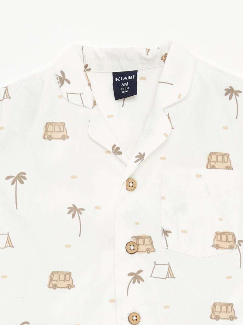 Blouse met korte mouw en motiefje Wit - Kiabi