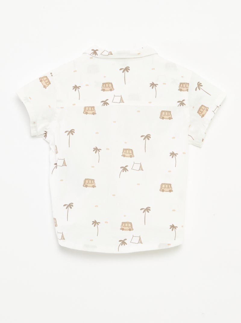 Blouse met korte mouw en motiefje Wit - Kiabi